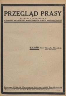 Przegląd Prasy : biuletyn tygodniowy Wydziału Prasowego Ministerstwa Spraw Zagranicznych. 1935 tom 4 zesz. 24