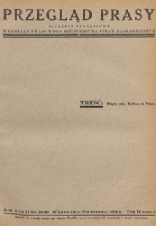 Przegląd Prasy : biuletyn tygodniowy Wydziału Prasowego Ministerstwa Spraw Zagranicznych, 1934 tom 2 zesz. 3