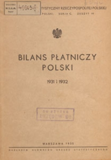 Bilans Płatniczy Polski za Rok 1931 i 1932