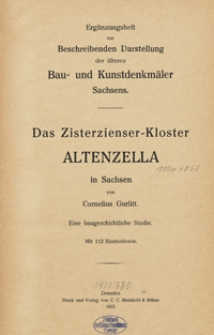 Beschreibende Darstellung der älteren Bau- und Kunstdenkmäler des Königreichs Sachsen. Zisterzienser-Kloster Altenzella