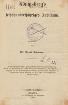 Königsberg's fechshundertjähriges Jubiläum