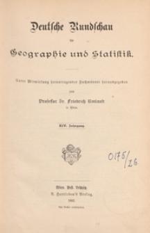 Deutsche Rundschau f&uuml;r Geographie und Statistik, 1891/1892 spis treści