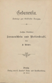Sonnenschein und Wetterstrahl : Aus Danzigs Sage und Geschichte. Bd. 6