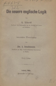 Die neuere englische Logik