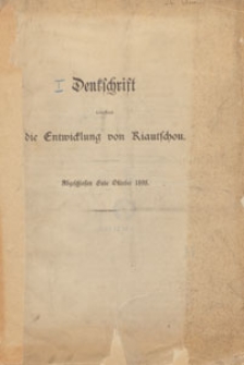 Denkschrift Betreffend die Entwicklung von Kiautschou, 1898