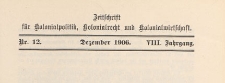 Zeitschrift für Kolonialpolitik, Kolonialrecht und Kolonialwirtschaft, 1906 nr 12