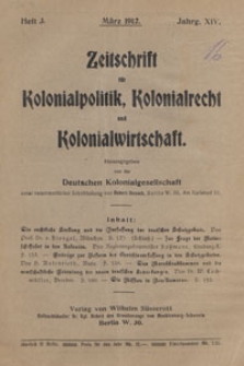 Zeitschrift f&uuml;r Kolonialpolitik, Kolonialrecht und Kolonialwirtschaft, 1912 nr 3