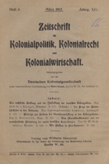 Zeitschrift für Kolonialpolitik, Kolonialrecht und Kolonialwirtschaft, 1912 nr 3