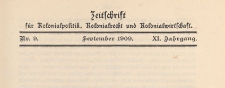 Zeitschrift f&uuml;r Kolonialpolitik, Kolonialrecht und Kolonialwirtschaft, 1909 nr 9