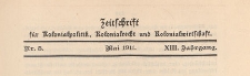 Zeitschrift f&uuml;r Kolonialpolitik, Kolonialrecht und Kolonialwirtschaft, 1911 nr 5