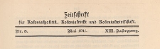 Zeitschrift für Kolonialpolitik, Kolonialrecht und Kolonialwirtschaft, 1911 nr 5