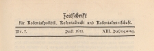 Zeitschrift f&uuml;r Kolonialpolitik, Kolonialrecht und Kolonialwirtschaft, 1911 nr 7