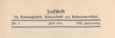 Zeitschrift für Kolonialpolitik, Kolonialrecht und Kolonialwirtschaft, 1911 nr 7