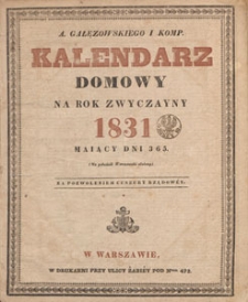 Nowy Kalendarz Domowy na Rok Zwyczajny 1830