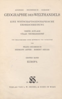 Geographie des Welthandels : eine Wirtschaftsgeographische Erdbeschreibung. Bd. 1, Europa