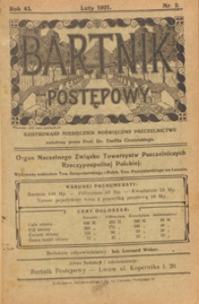 Bartnik Postępowy : pismo poświęcone pszczelnictwu i ogrodnictwu, 1921 nr 2