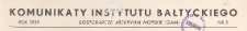 Komunikaty Instytutu Bałtyckiego, 1939 nr 5