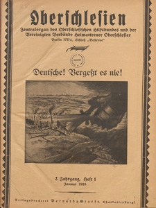 Oberschlesien : Zentralorgan des Oberschlesischen Hilfsbundes und der Vereinigten Verbände Heimattreuer Oberschlesier, 1925 H 1