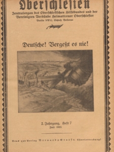 Oberschlesien : Zentralorgan des Oberschlesischen Hilfsbundes und der Vereinigten Verbände Heimattreuer Oberschlesier, 1925 H 7