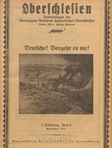 Oberschlesien : Zentralorgan des Oberschlesischen Hilfsbundes und der Vereinigten Verb&auml;nde Heimattreuer Oberschlesier, 1925 H 9