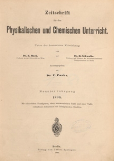 Zeitschrift für den Physikalischen und Chemischen Unterricht, 1896, spis treści