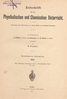 Zeitschrift f&uuml;r den Physikalischen und Chemischen Unterricht. 1917 H 2