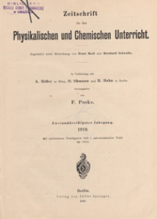 Zeitschrift für den Physikalischen und Chemischen Unterricht 1919 spis treści