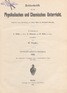 Zeitschrift f&uuml;r den Physikalischen und Chemischen Unterricht, 1922 H 4