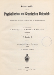 Zeitschrift für den Physikalischen und Chemischen Unterricht, 1925 H 1