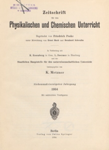 Zeitschrift für den Physikalischen und Chemischen Unterricht, 1934 H 1