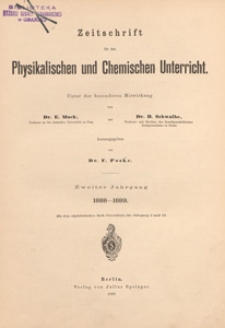 Zeitschrift für den Physikalischen und Chemischen Unterricht, 1889-1890 spis treści