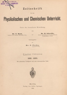 Zeitschrift für den Physikalischen und Chemischen Unterricht, 1891-1892 spis treści