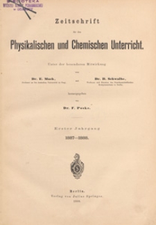 Zeitschrift für den Physikalischen und Chemischen Unterricht, 1887-1888 spis treści