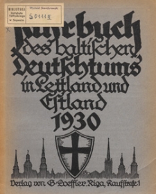 Jahrbuch des Baltischen Deutschtums in Lettland und Estland, 1930