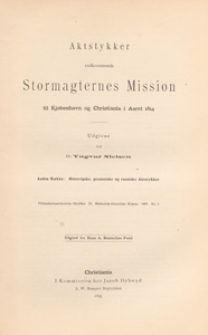 Skrifter : utgivne af Videnskabsselskabet i Christiania. II Historisk-Filosofisk Klasse, 1897 nr 3