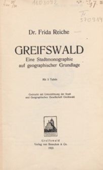 Greifswald : eine Stadtmonographie auf geographischer Grundlage