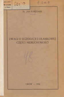 Uwagi o egzekucji z ułamkowej części nieruchomości