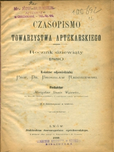 Czasopismo Towarzystwa Aptekarskiego R.1880