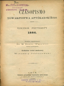 Czasopismo Towarzystwa Aptekarskiego R. 1886