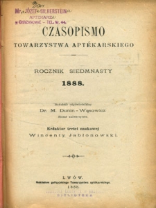 Czasopismo Towarzystwa Aptekarskiego R.1888