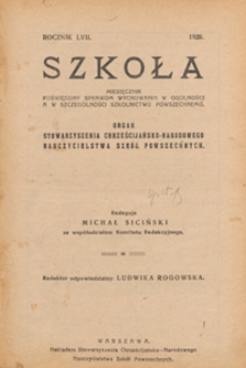 Szkoła : miesięcznik poświęcony sprawom wychowania w og&oacute;lności, a w szczeg&oacute;lności szkolnictwu ludowemu : organ Stowarzyszenia Chrześcijańsko-Narodowego Nauczycielastwa Szk&oacute;ł Powszechnych, 1926 nr 2