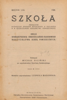 Szkoła : miesięcznik poświęcony sprawom wychowania w ogólności, a w szczególności szkolnictwu ludowemu : organ Stowarzyszenia Chrześcijańsko-Narodowego Nauczycielastwa Szkół Powszechnych, 1926 nr 3