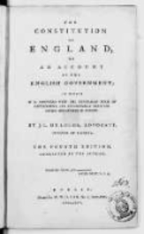 The Constitution Of England : Or An Account Of The English Government