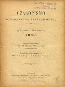 Czasopismo Towarzystwa Aptekarskiego R.1889