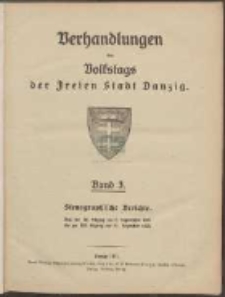 Verhandlungen des Volkstags des Freien Stadt Danzig : Stenographische Berichte.