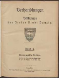 Verhandlungen des Volkstags des Freien Stadt Danzig : Stenographische Berichte.