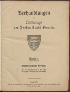 Verhandlungen des Volkstags des Freien Stadt Danzig : Stenographische Berichte.