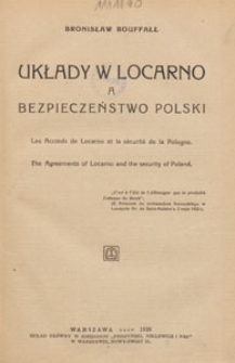 Układy w Locarno a bezpieczeństwo Polski = Les accords de Locarno et la sècurité de la Pologne