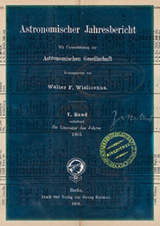 Astronomischer Jahresbericht 1903 Bd. 5, T. 1/4