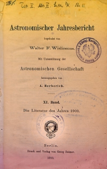 Astronomischer Jahresbericht 1909 Bd. 11, T. 1/4